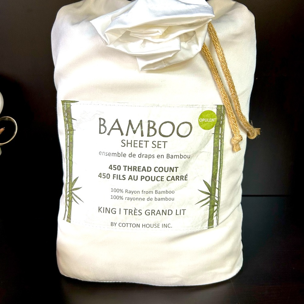 White Bamboo Sheet Set KING size